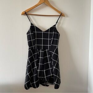Elegant Black and White Grid Romper Size Small